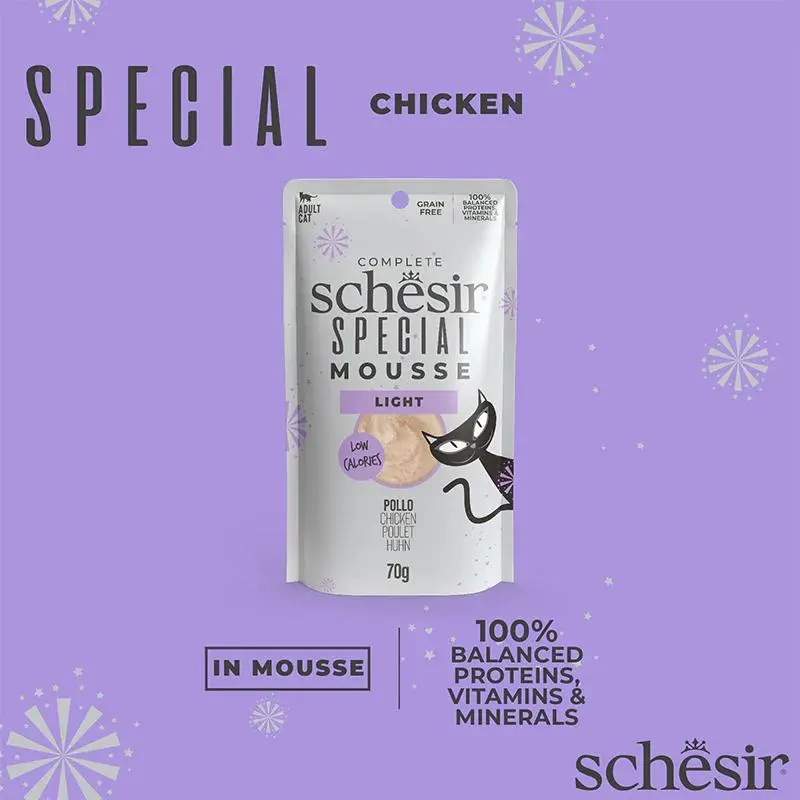 Schesir Special Mousse (Light) For Cat - Chicken 70g  (Min Order- 12 Pouch) (4).webp