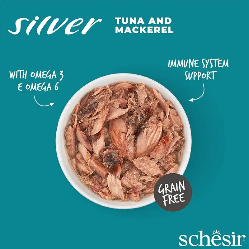 Schesir Silver Senior Cat Wholefood - Tuna And Mackerel 70g (Min Order- 12 Cans) (3).webp