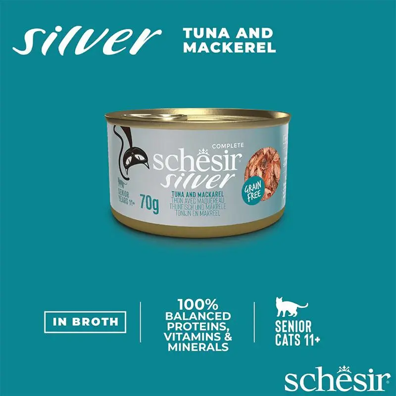 Schesir Silver Senior Cat Wholefood - Tuna And Mackerel 70g (Min Order- 12 Cans) (4).webp