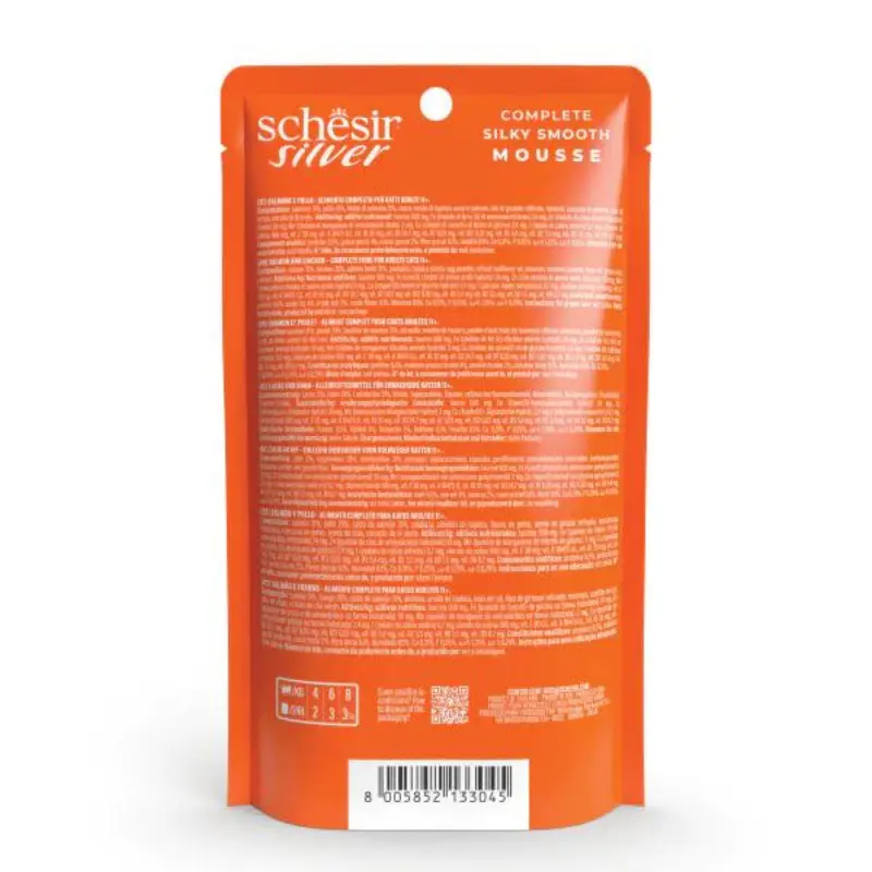 Schesir Silver Mousse Senior Cat - Salmon And Chicken 80g (Min Order- 12 Pouch) (1).webp