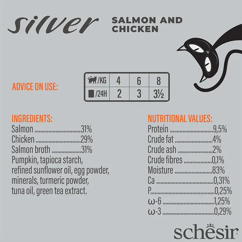 Schesir Silver Mousse Senior Cat - Salmon And Chicken 80g (Min Order- 12 Pouch) (2).webp