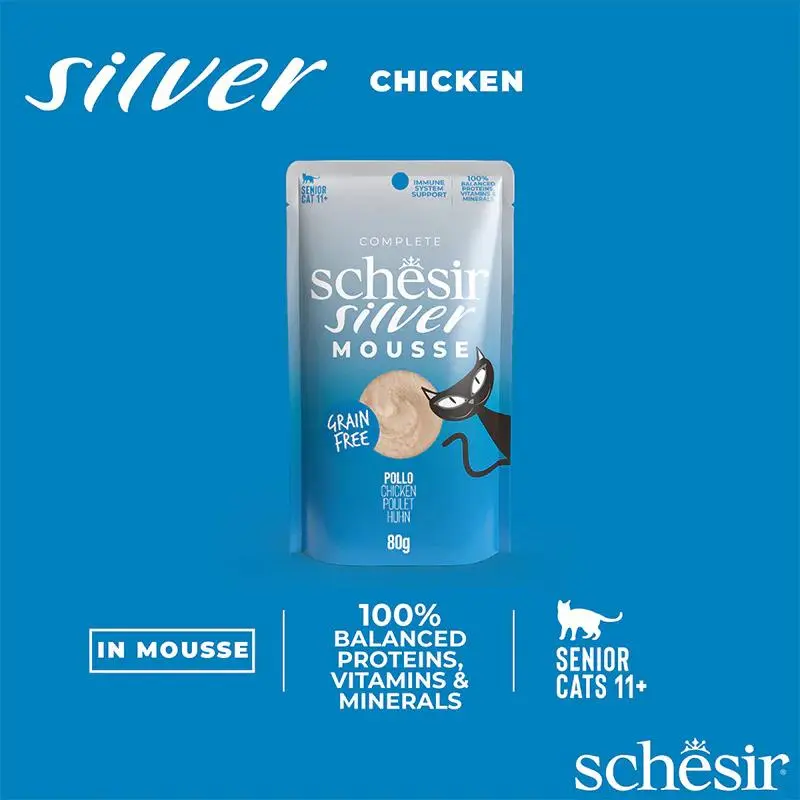 Schesir Silver Mousse Senior Cat - Chicken 80g (Min Order- 12 Pouch) (4).webp