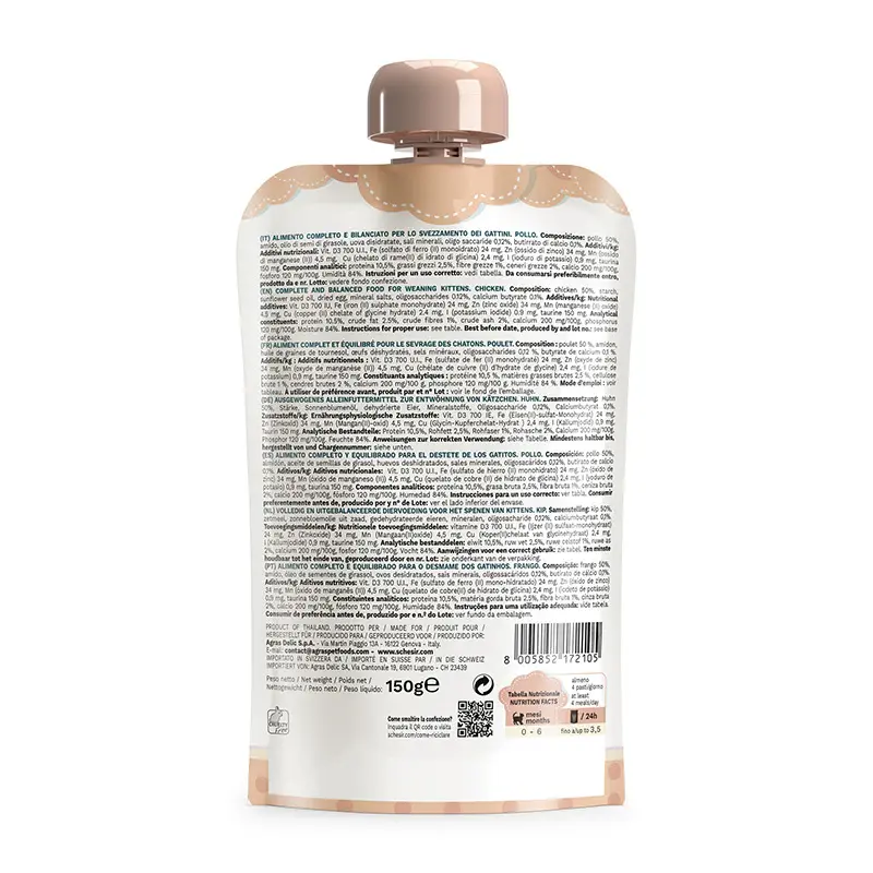 Schesir Kitten Pouch Cream 0-6 Chicken Wet Food 150g (Min Order - 5pcs)[Weight - 150g].webp