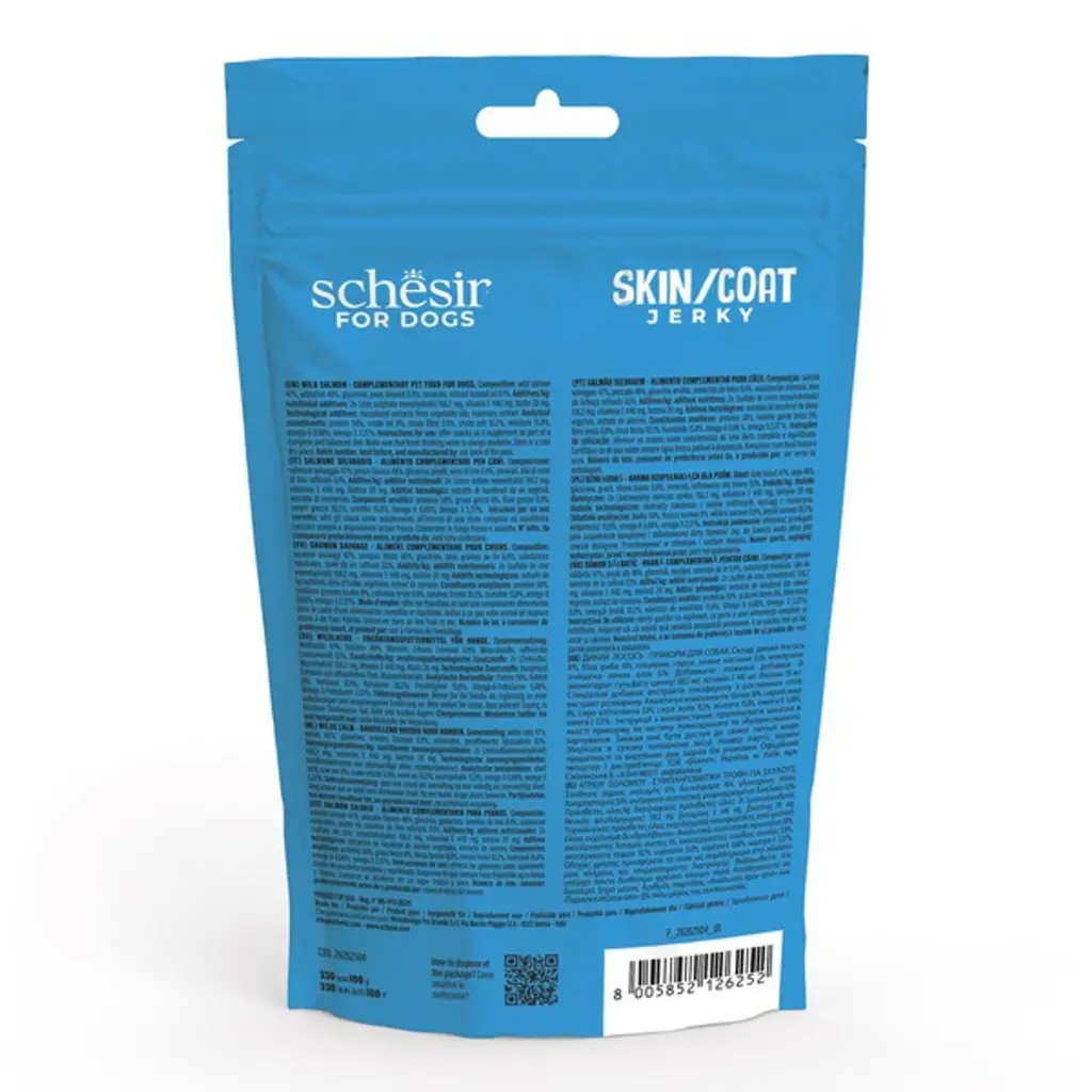 Schesir GF Dog Snacks Skin & Coat Jerky 115g - Salmon.webp