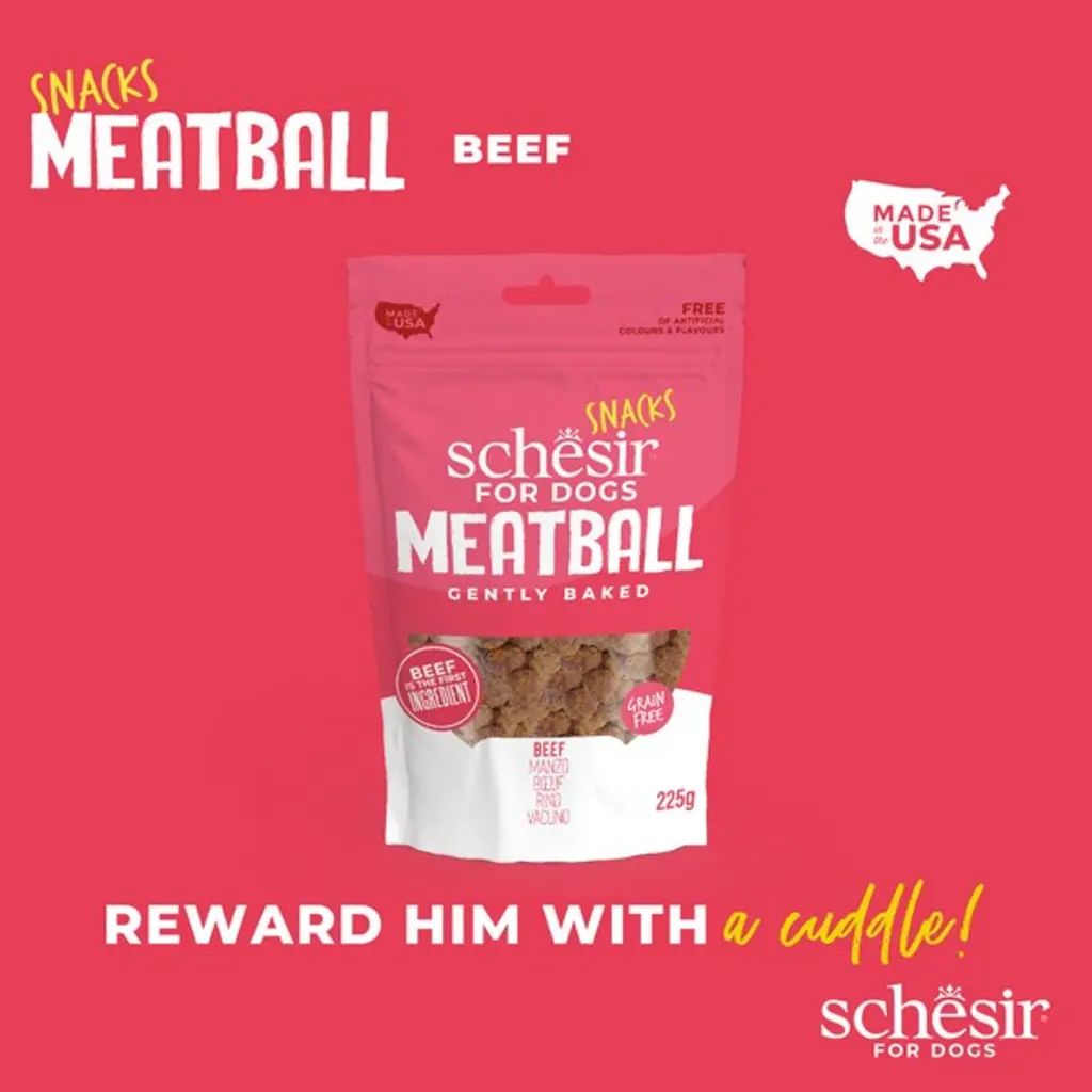 Schesir GF Dog Snacks Meat Balls 225g - Gently Baked Beef (4).webp