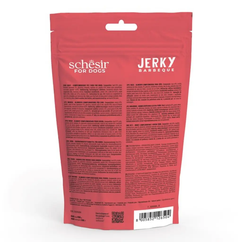 Schesir GF Dog Snacks Jerky 145g - BBQ Beef.webp