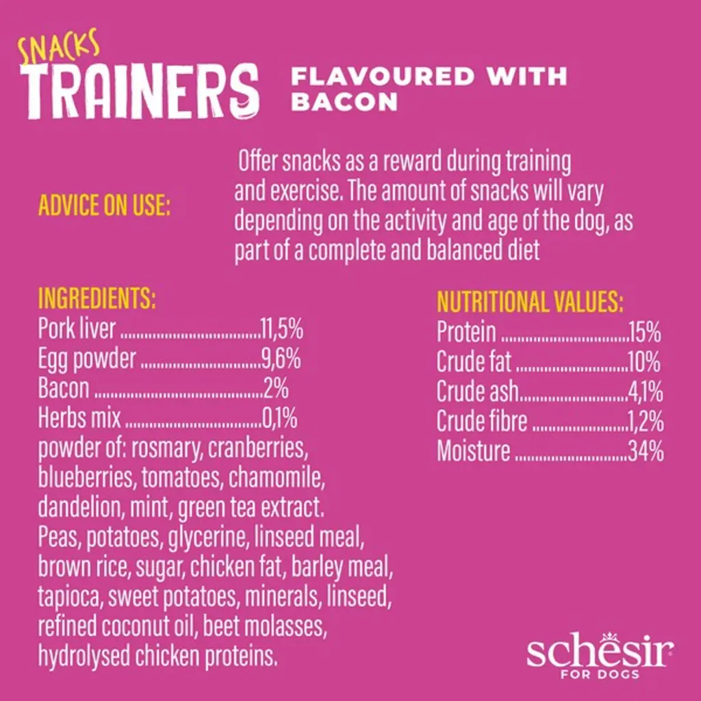 Schesir Dog Snacks Trainers Soft & Chewy 283g - Bacon (2).webp