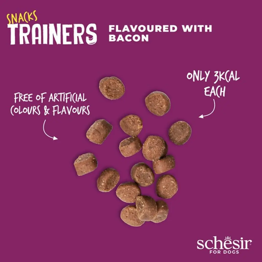 Schesir Dog Snacks Trainers Soft & Chewy 283g - Bacon (1).webp