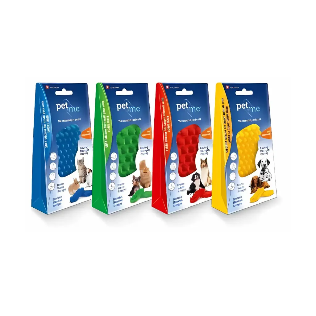 Pet+Me Medium Silicone Brush for Short or Silky Longhair Dog(Yellow).webp