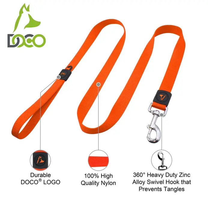 DOCO® Signature Nylon Leash - 4ft-1.5 x 120cm(S)-S.Orange.webp