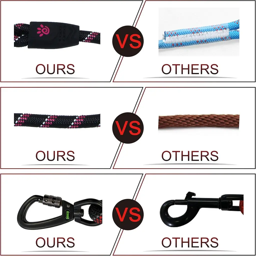 Doco 5ft Reflective Rope Leash With Click & Lock Snap (DCROPE5060)[Color - Pink, Size - S] (1).webp