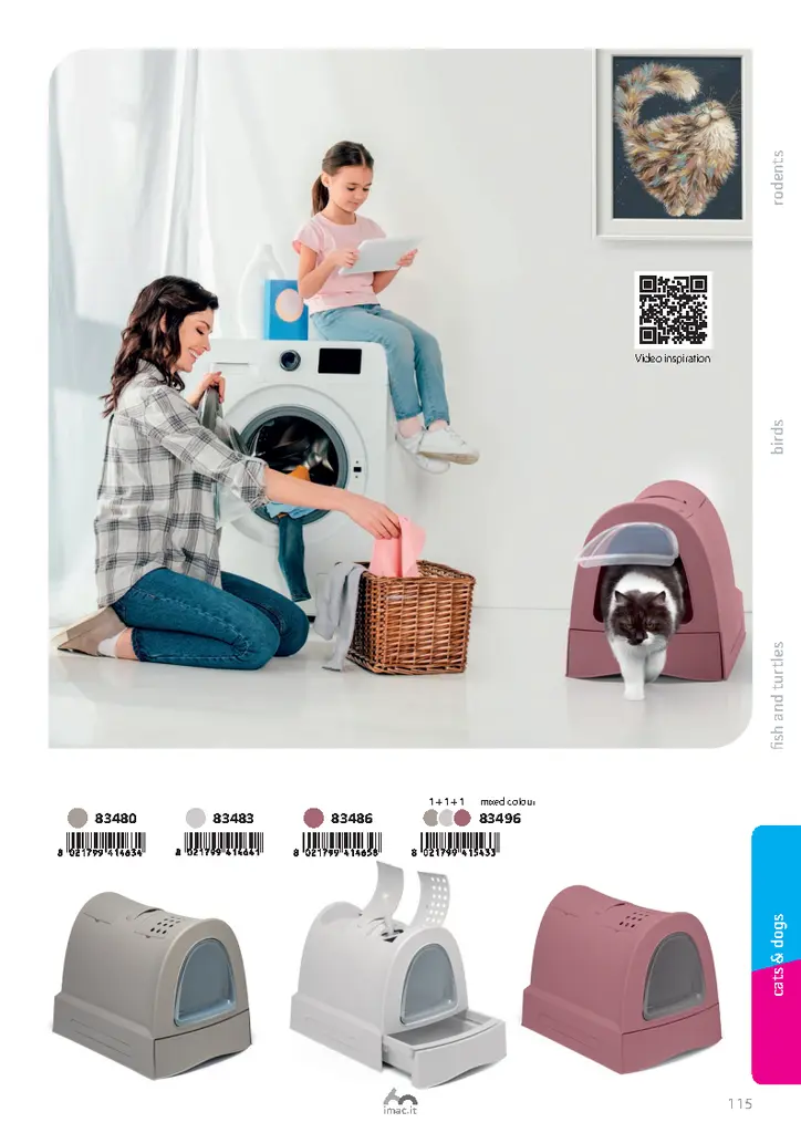 Imac Zuma 2nd Life Plastic Cat Toilet with Sliding Tray, 57x43.5x73cm[Color - Light Blue] (1).webp