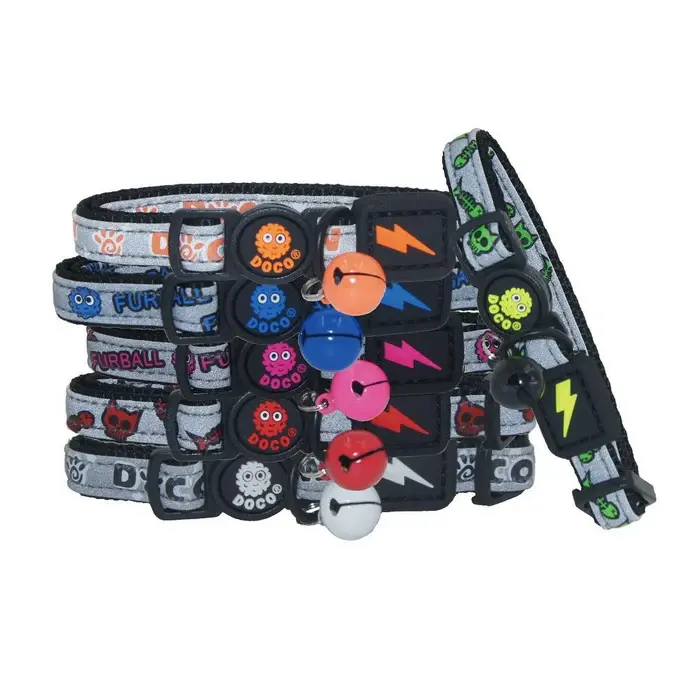 DOCO® Reflective Cat Collar  - Printed Pattern, 1.0 X 19-31cm(XS) Black (4).webp
