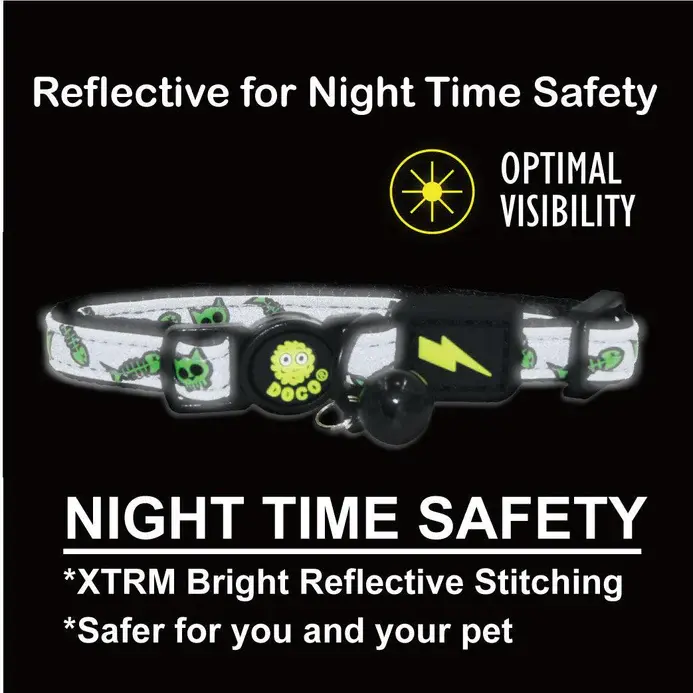 DOCO® Reflective Cat Collar  - Printed Pattern, 1.0 X 19-31cm(XS) Black (2).webp