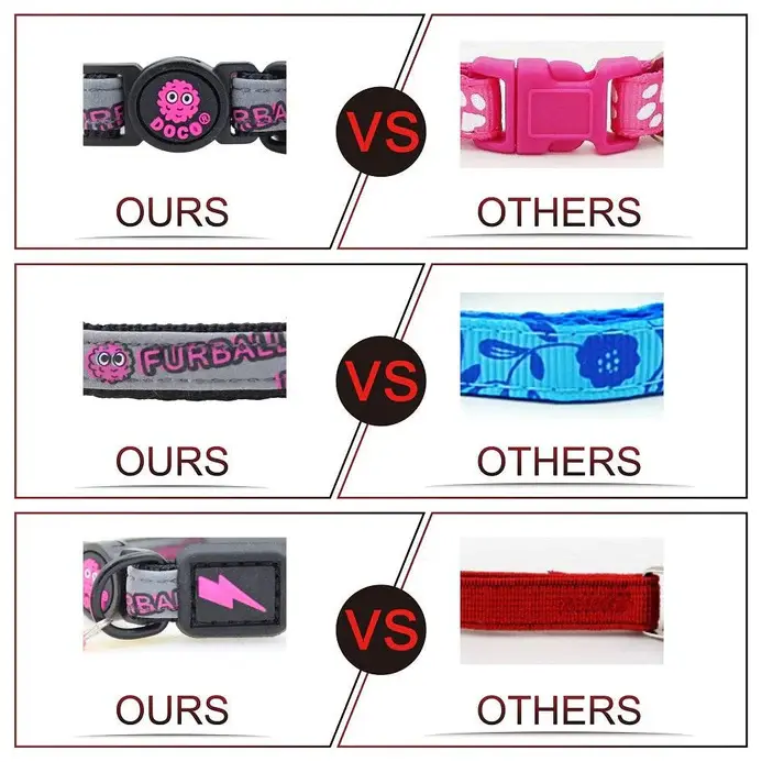 DOCO® Reflective Cat Collar  - Printed Pattern, 1.0 X 19-31cm(XS) Black (6).webp