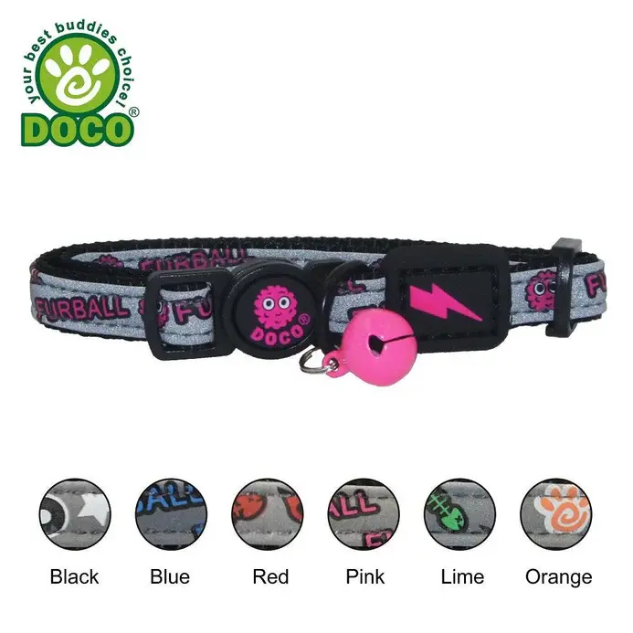 DOCO® Reflective Cat Collar  - Printed Pattern, 1.0 X 19-31cm(XS) Black (7).webp
