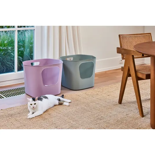 Moderna Lotus Cat Litter Box 54.4 x 43.9 x 40.5 cm-Olive Green (1).webp