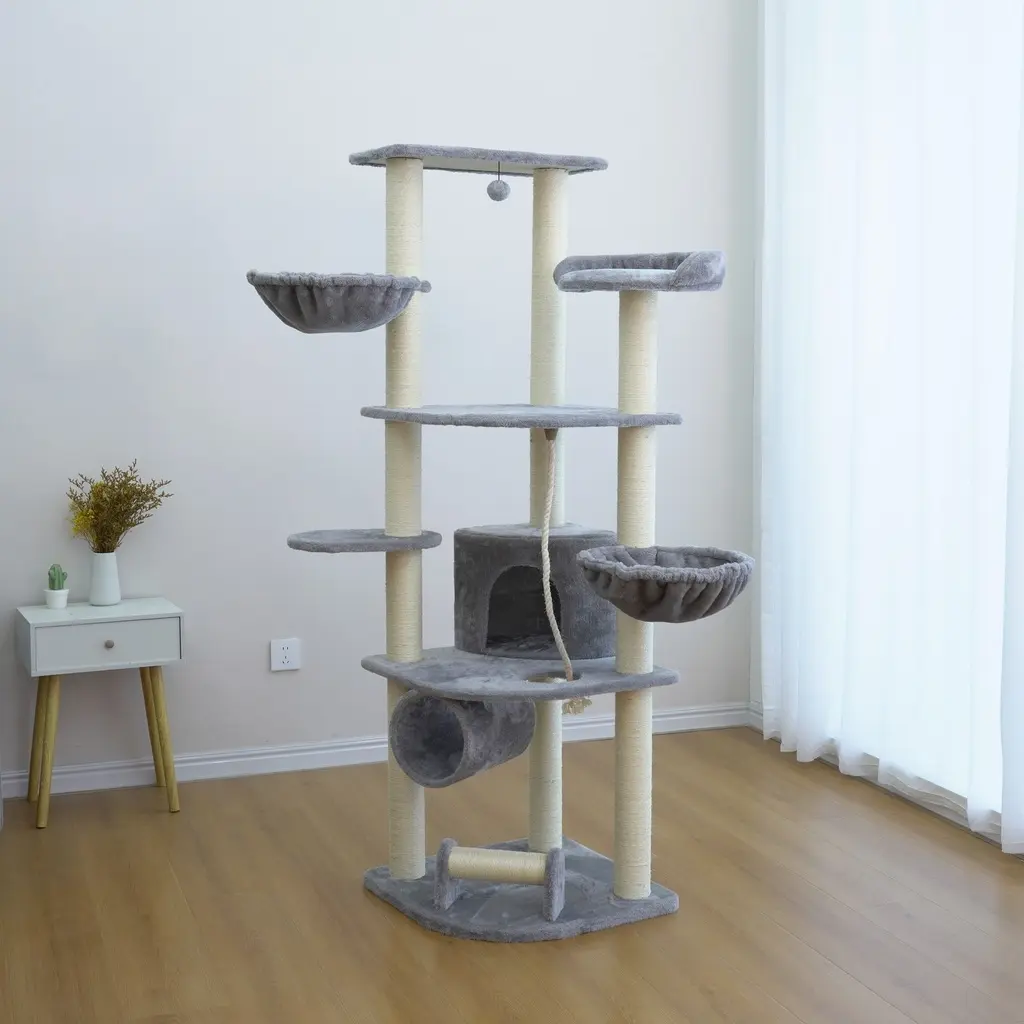 Catry Cat Tower With Scratcher 55x55x171cm.webp