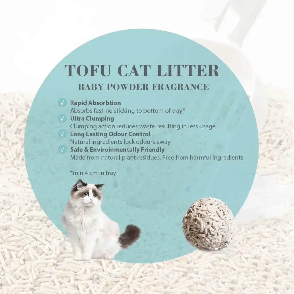 Combo Offer-Bioline Tofu Cat Litter 7L - Baby Powder Fragrance+Moderna Cat Litter Scoop.webp