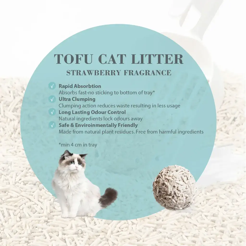 Combo Offer-Bioline Tofu Cat Litter 7L - Strawberry Fragrance+Moderna Cat Litter Scoop.webp