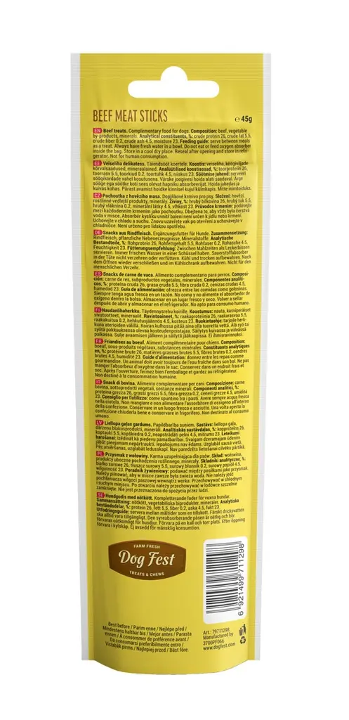 Dog Fest Beef Meat Sticks For Adult Dogs - 45g (1.59oz)[Weight - 45g].webp