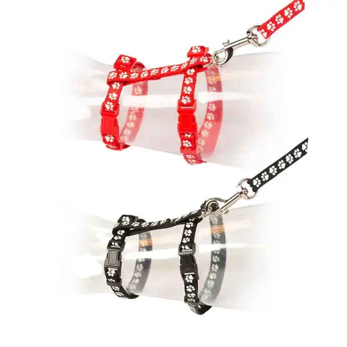 [LR11208] Duvo+ Big Cat Walking Set Paws Black-Red - 30-50cm - 12Mm - 125cm.webp