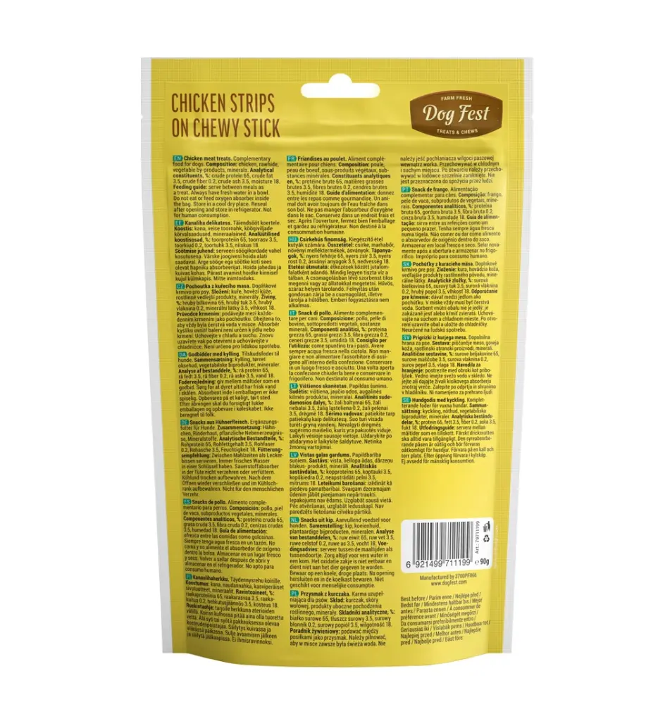 Dog Fest Chicken Strips On A Chewy Stick For Adult Dogs - 90g (3.17oz)[Weight - 90g].webp