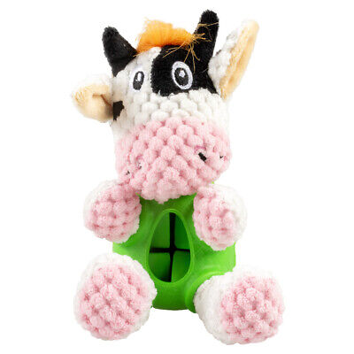 [5414365419202] Duvo+ Interactive Plush Rubber Cow Treat Dispenser Dog Toy - 14cm
