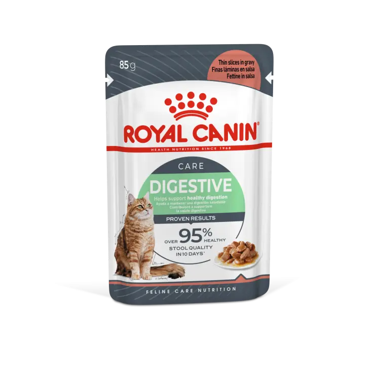 Royal Canin Feline Care Nutrition Digest Sensitive Gravy Digestive Support Wet Cat Food Pouch 12x85g