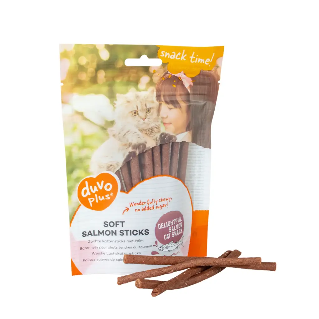 [5414365441357] Duvo+ Healthy Salmon Soft Sticks Cat Treats Bag - 50g