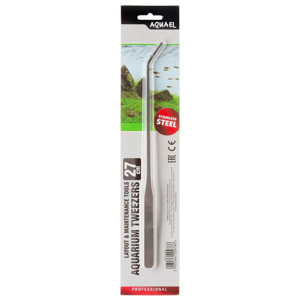 [AQ245266] Aquael Stainless Steel Curved Aquarium Plant Tweezers - 27cm