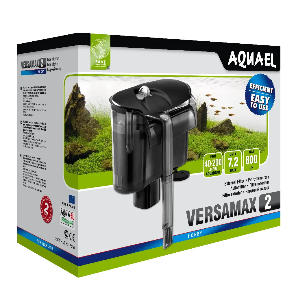 Aquael VersaMax 2 External Filter [Max Flow: 800l/h] For 40-200 Litres Aquarium