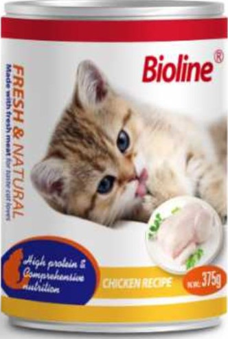 Bioline Canned Cat Food 375g  -Min Order 24 pcs (24 Cans / Box)Fragrance/Flavour: Chicken 