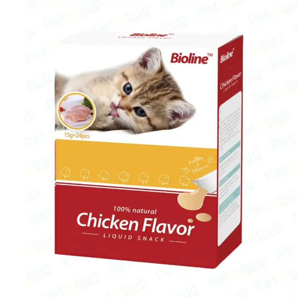 Bioline Cat Treats Chicken Delicious & Healthy Feline Snacks Cat Treat Pouch 15g X 24