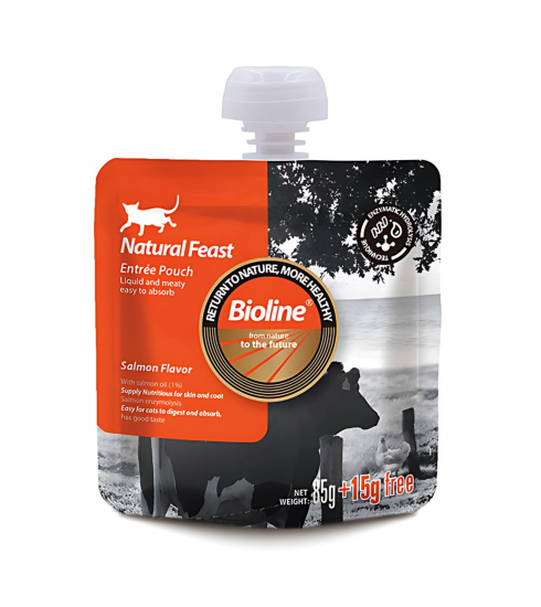 [6970117126389] Bioline Salmon Flavor Natural Feast Entree Cat Pouch - 100g