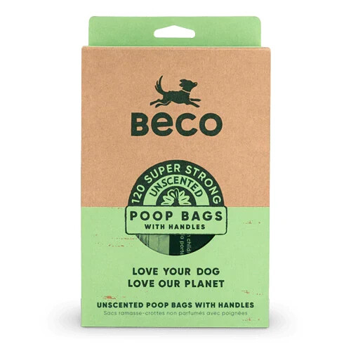 Beco Unscented Dog Poop Bags with Handles - 120 pc