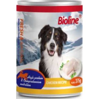 Bioline Canned Dog Food 375g -Min Order 24 pcs (24 Cans / Box)Fragrance/Flavour: Chicken Meat 