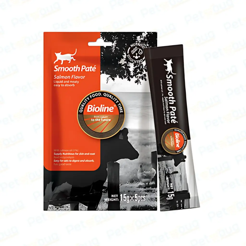 Bioline Natural Feast Smooth Paté Salmon Flavor Wet Cat Food Pouch 15g X 5pcs