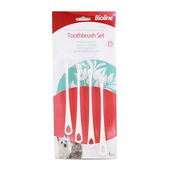 [6970117122350] Bioline Toothbrush Set For Cats & Puppy 4 Pcs