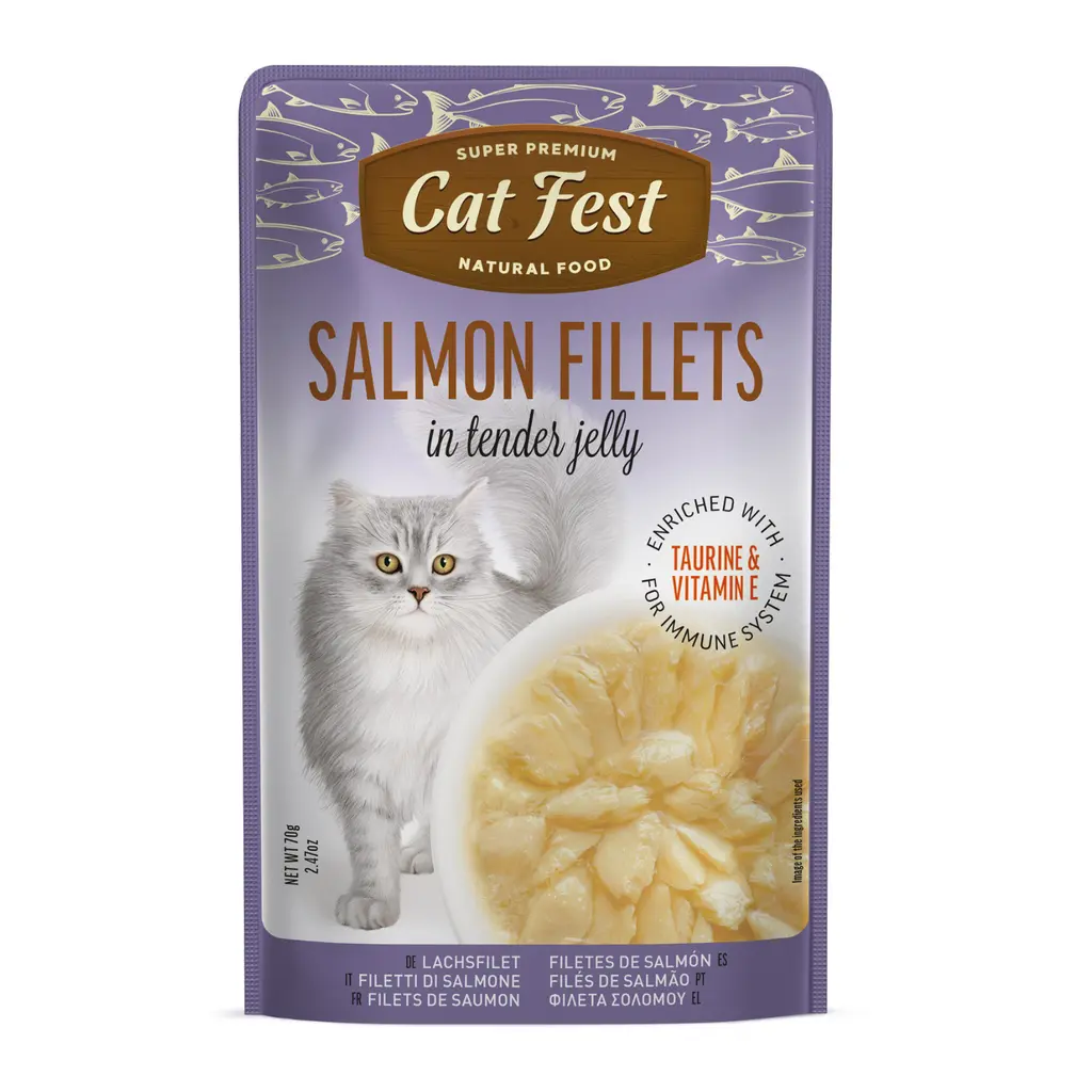 Cat Fest Tender Jelly Salmon Fillets Wet Cat Food Can 70g