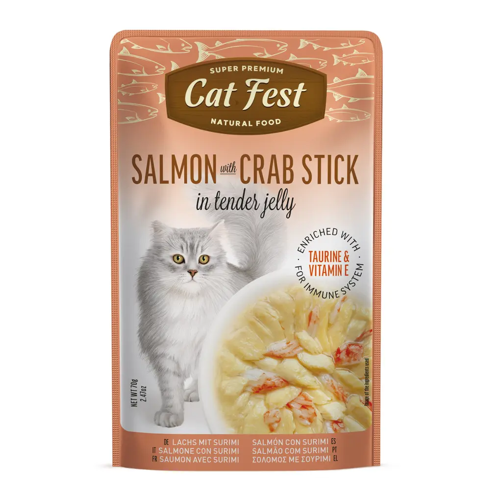 Cat Fest Salmon With Crab Stick In Tender Jelly Wet Cat Food Can 70g