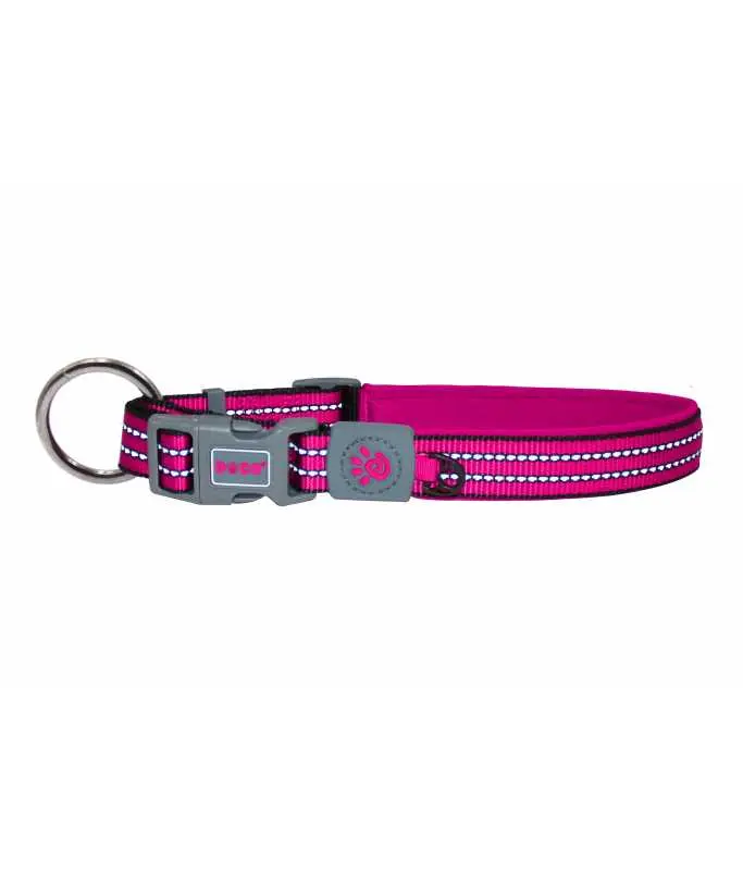 [DCV006-18XL] DOCO Vario Reflective Stitching O-Ring Dog Collar Raspberry Pink - XL