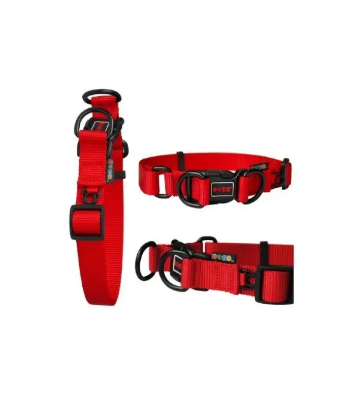 [DCS005-03L] DOCO Double D (DD) - Ring Nylon Collar (DCS005)Color: Red, Sizes: L
