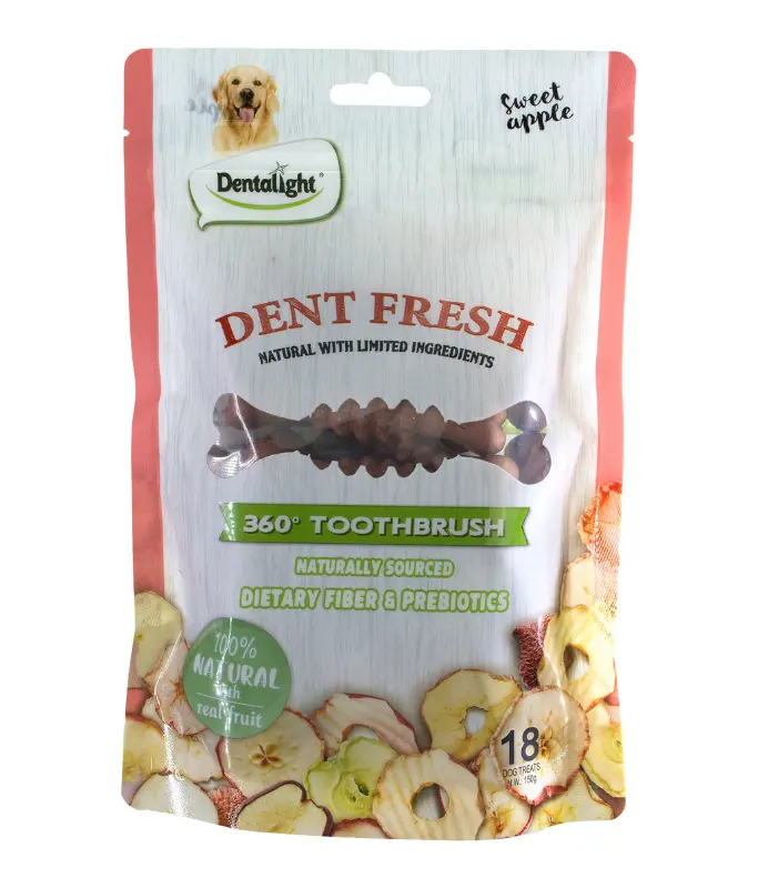 Dentalight 3 Dent Fresh 360° Toothbrush Dog Treat 150g (18pcs) - Apple