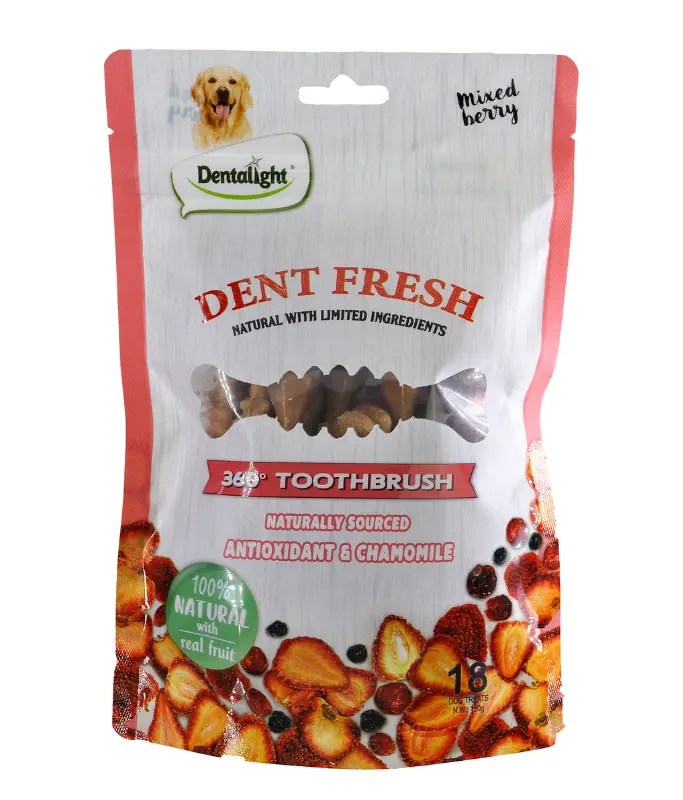 Dentalight 3 Dent Fresh 360° Toothbrush Mixed Berry Dental Treat Pack 150g (18pcs)