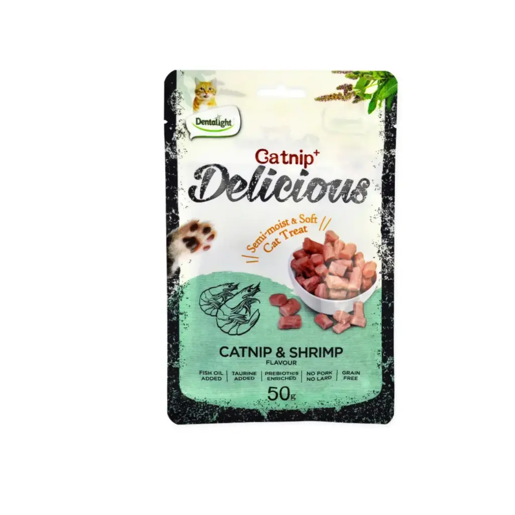 Dentalight Catnip+ Soft Shrimp Flavor Cat Treats - 50g