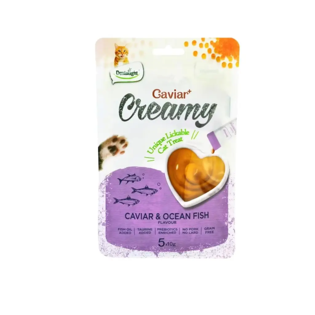 Dentalight Caviar+ Creamy Ocean Fish Lickable Cat Treats - 5x10g