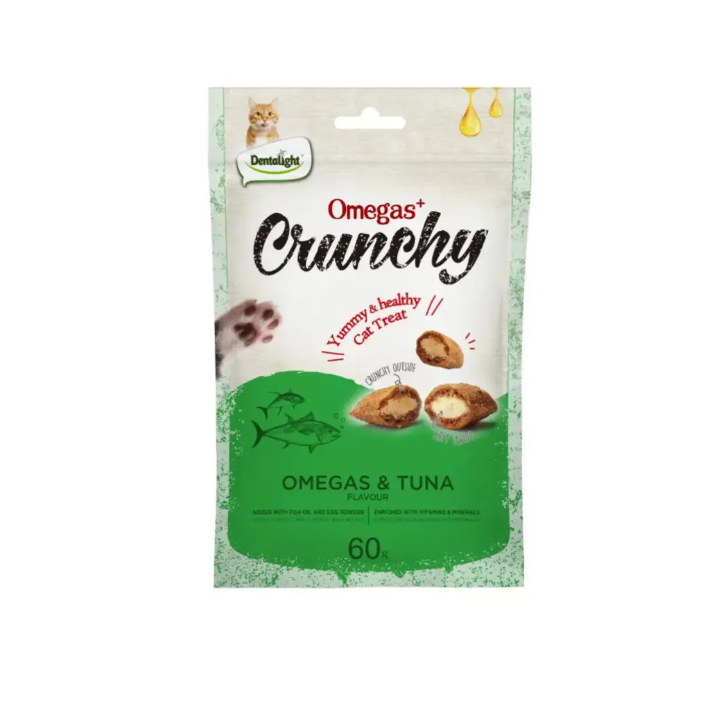 Dentalight Omegas+ Crunchy Cat Treat 60g - Omegas & Tuna Flavour