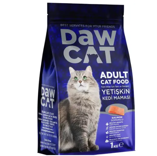 DawCat Adult Dry Cat Food with Real Salmon - Complete & Balanced Nutrition (1 Kg)