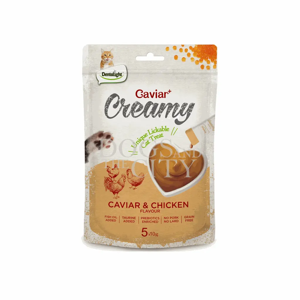 [DL11445] Dentalight Caviar+ Creamy Chicken Lickable Cat Treats - 5 x 10g